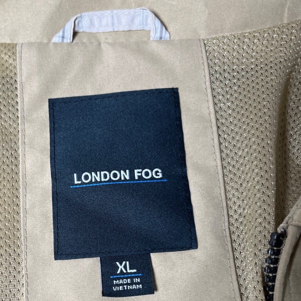 London Fog Men XL‎ Beige Tan Jacket Zip Front Lightweight Harrington Casual Coat - Picture 6 of 14